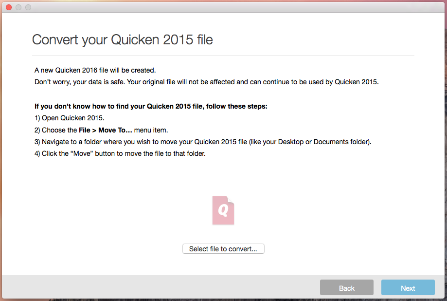 can i use quicken mac 2017 file with windows quicken 15